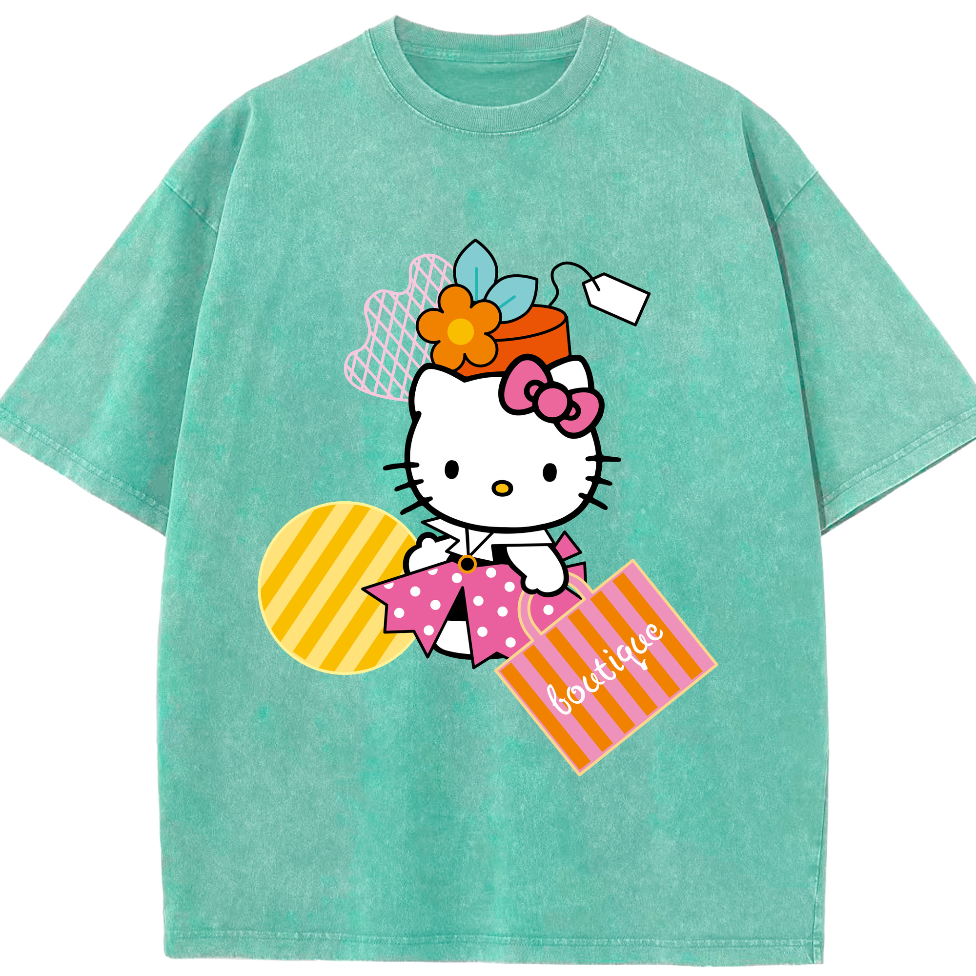（画像用） Hello Kitty ハローキティ 綿100% ヴィンテージ風 半袖Tシャツ（フロントプリント）